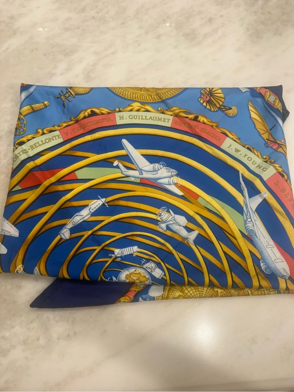 Breitling Blue and Gold Aviation Spiral Silk Scarf